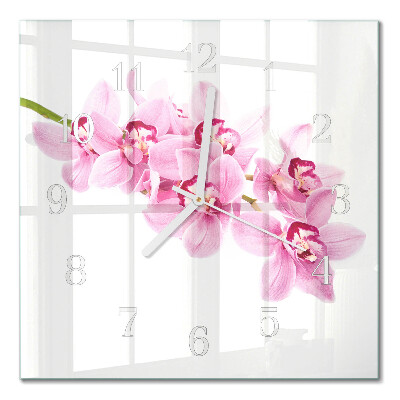 Orologio in vetro decorativo quadrato Orchidea