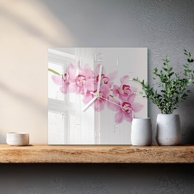Orologio in vetro decorativo quadrato Orchidea