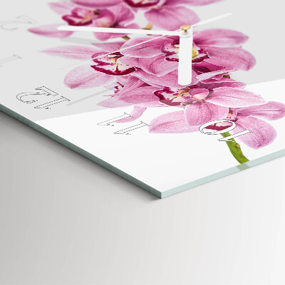 Orologio in vetro decorativo quadrato Orchidea