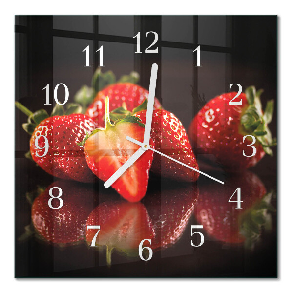 Orologio in vetro decorativo quadrato Fragole
