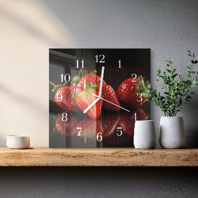Orologio in vetro decorativo quadrato Fragole