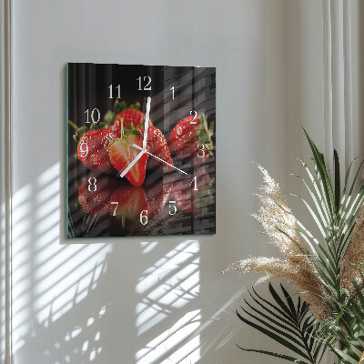 Orologio in vetro decorativo quadrato Fragole