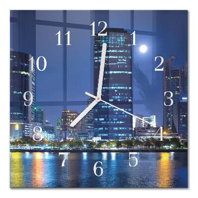 Orologio in vetro decorativo quadrato Città notturna