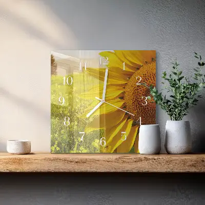 Orologio in vetro decorativo quadrato Girasole