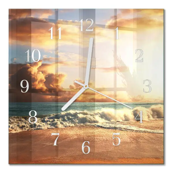 Quadrato orologio quadrato in vetro Costa sabbiosa