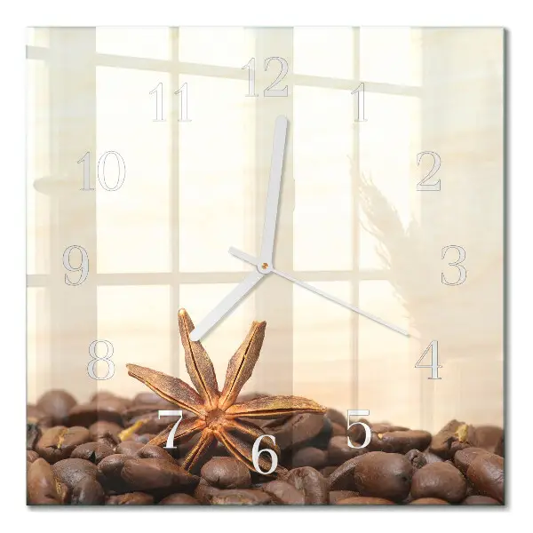 Orologio in vetro decorativo quadrato Chicchi di caffè