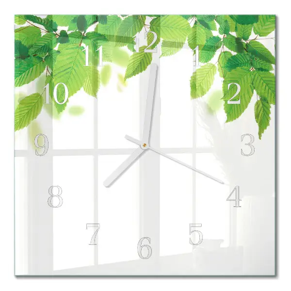 Orologio in vetro decorativo quadrato Foglie