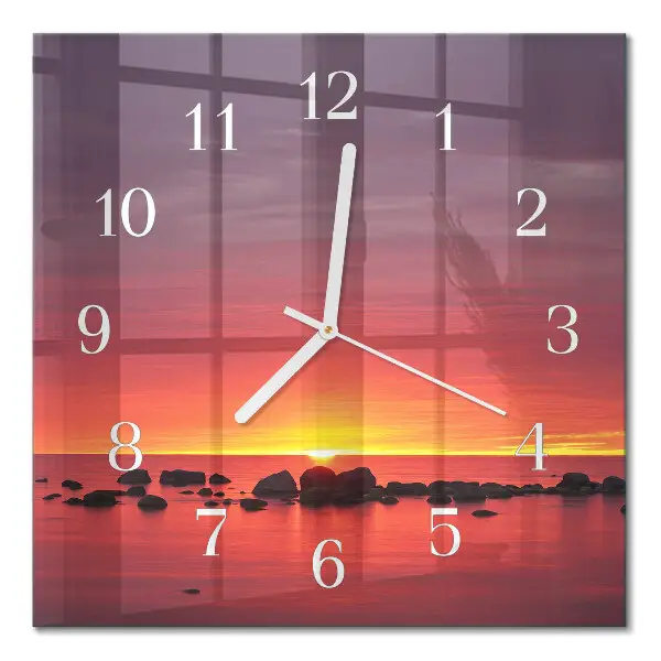 Quadrato orologio quadrato in vetro Tramonto
