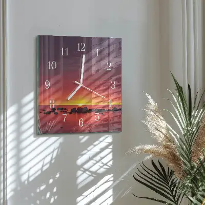 Quadrato orologio quadrato in vetro Tramonto