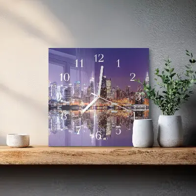 Orologio in vetro decorativo quadrato Città