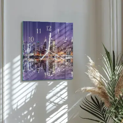 Orologio in vetro decorativo quadrato Città