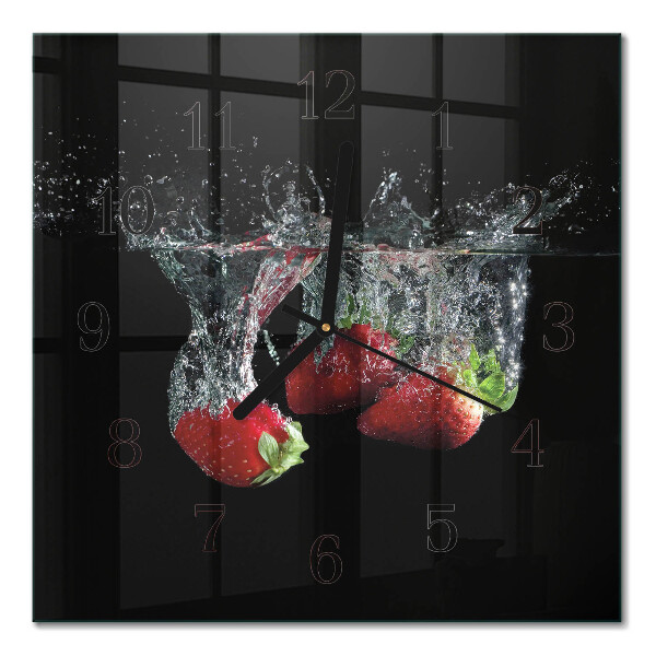 Quadrato orologio in vetro decorativo Fragole