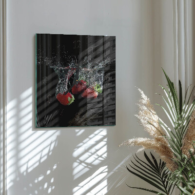 Quadrato orologio in vetro decorativo Fragole