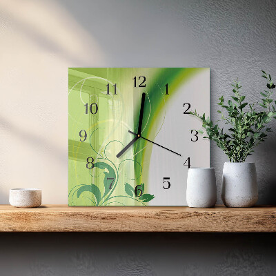Quadrato orologio in vetro decorativo Motivo floreale