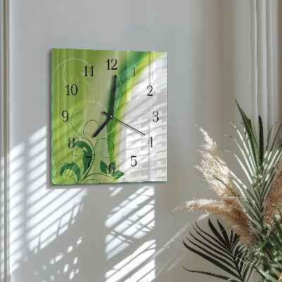 Quadrato orologio in vetro decorativo Motivo floreale