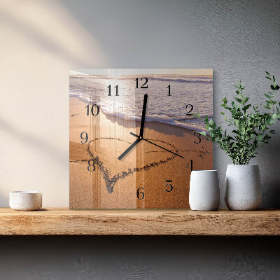 Quadrato orologio da parete Il cuore della spiaggia