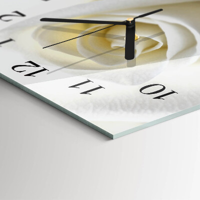 Quadrato orologio da parete Rosa bianca