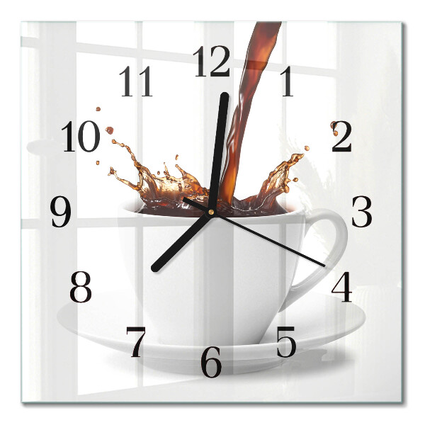 Orologio quadrato in vetro Una tazza di caffè
