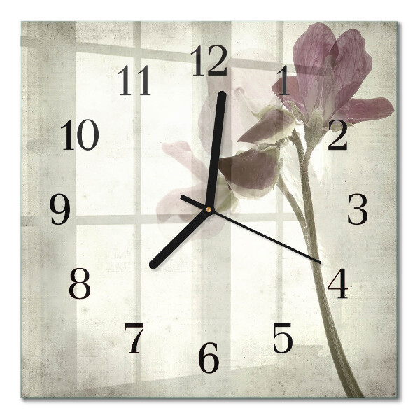 Quadrato orologio in vetro decorativo Fiore vintage