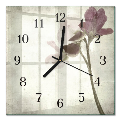 Quadrato orologio in vetro decorativo Fiore vintage