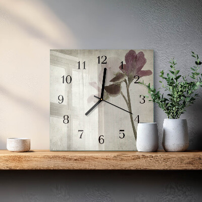 Quadrato orologio in vetro decorativo Fiore vintage