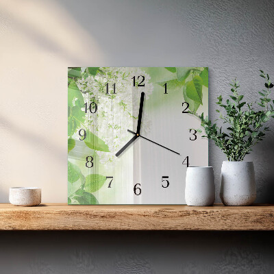 Orologio quadrato in vetro Foglie
