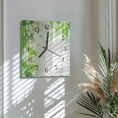 Orologio quadrato in vetro Foglie