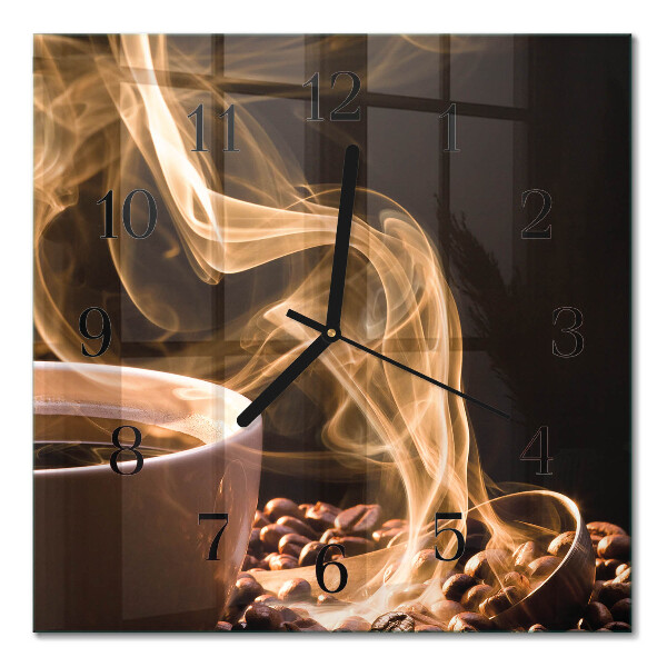 Quadrato orologio in vetro decorativo Una tazza di caffè