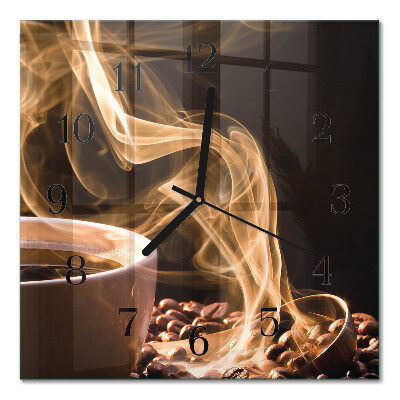 Quadrato orologio in vetro decorativo Una tazza di caffè