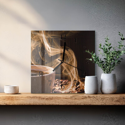 Quadrato orologio in vetro decorativo Una tazza di caffè