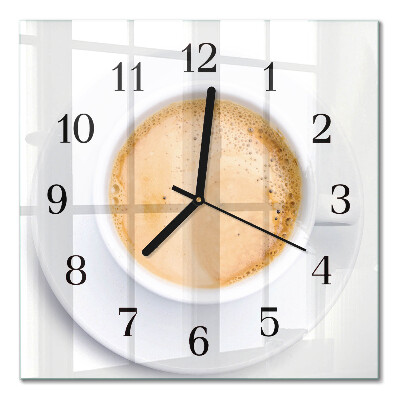 Quadrato orologio in vetro decorativo Una tazza di caffè