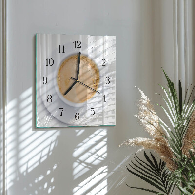 Quadrato orologio in vetro decorativo Una tazza di caffè