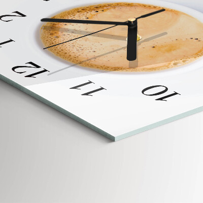 Quadrato orologio in vetro decorativo Una tazza di caffè