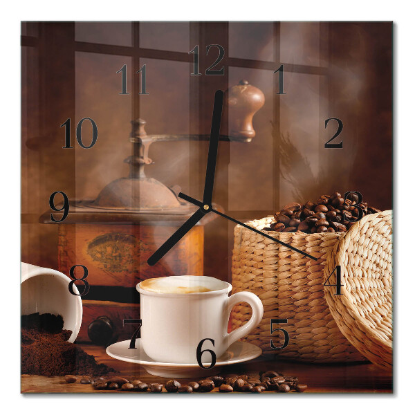 Orologio quadrato in vetro Una tazza di caffè