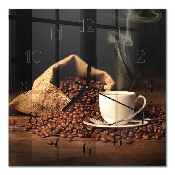 Orologio quadrato in vetro Chicchi di caffè