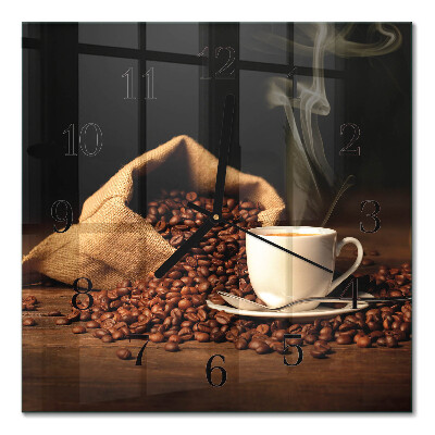 Orologio quadrato in vetro Chicchi di caffè