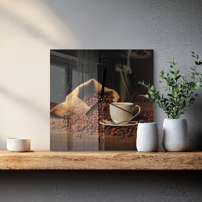 Orologio quadrato in vetro Chicchi di caffè