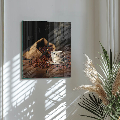 Orologio quadrato in vetro Chicchi di caffè