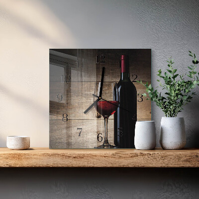 Quadrato orologio in vetro decorativo Vino