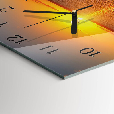 Quadrato orologio in vetro decorativo Tramonto