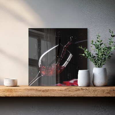Quadrato orologio in vetro decorativo Vino