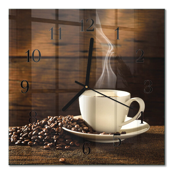 Quadrato orologio in vetro decorativo Caffè