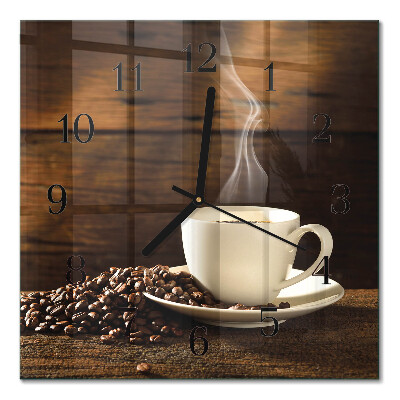 Quadrato orologio in vetro decorativo Caffè