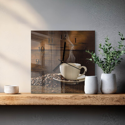 Quadrato orologio in vetro decorativo Caffè
