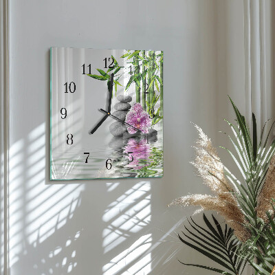 Orologio quadrato Pietre e orchidee