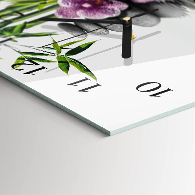 Orologio quadrato Pietre e orchidee