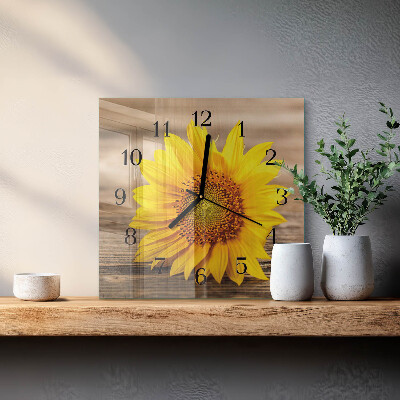 Quadrato orologio in vetro decorativo Girasole