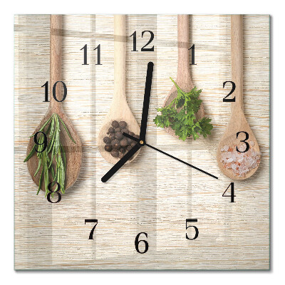 Orologio quadrato in vetro Cucchiaio di legno