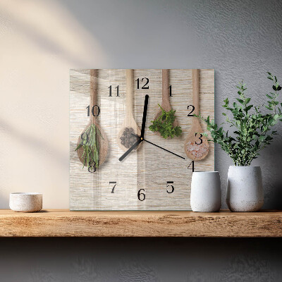 Orologio quadrato in vetro Cucchiaio di legno