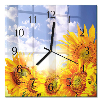 Quadrato orologio in vetro decorativo Girasoli